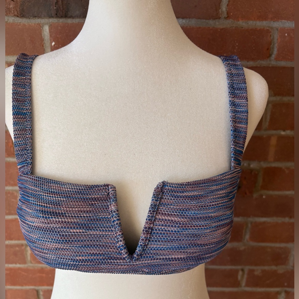 Aerie Swim Bandeau Pink/Blue/Multicolor Size Small